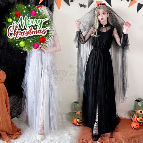 【In Stock】Halloween Cosplay The Ghost Bride Angel And Devil Long Dress Vampire Stage