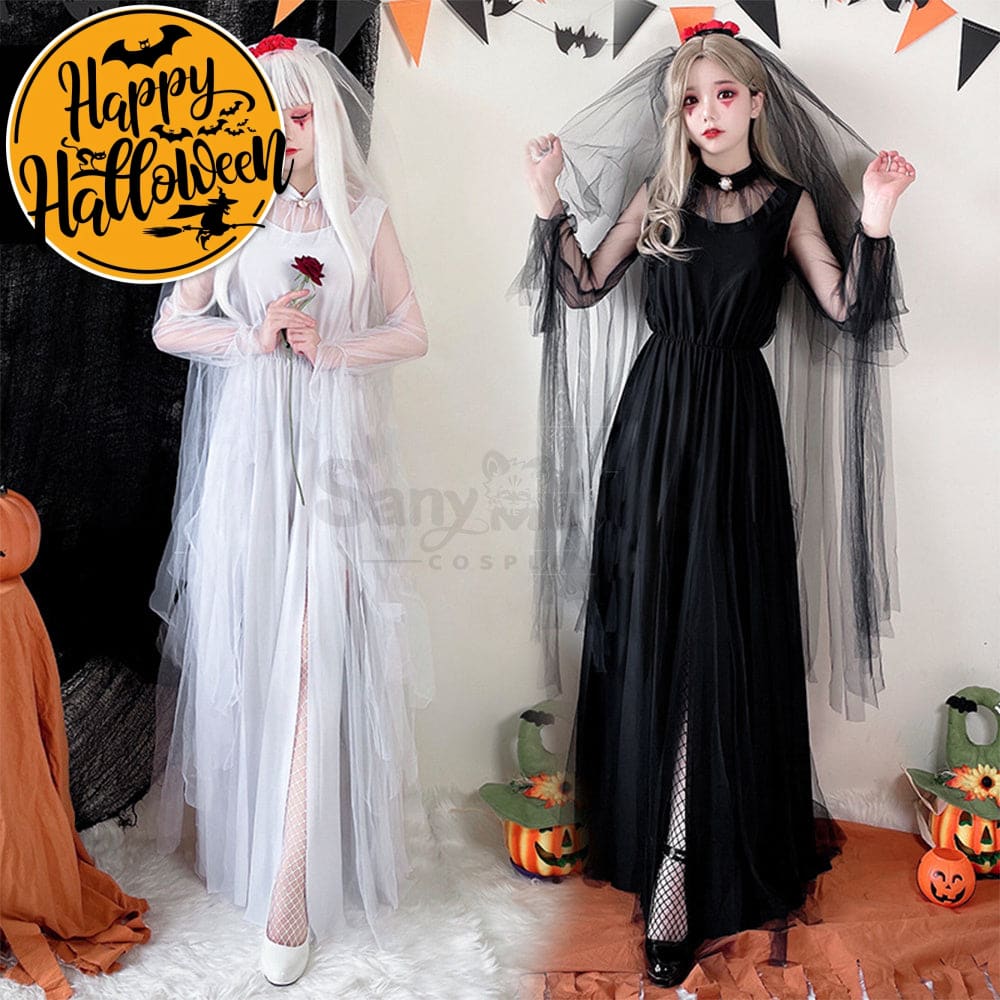 【In Stock】Halloween Cosplay The Ghost Bride Angel And Devil Long Dress Vampire Stage