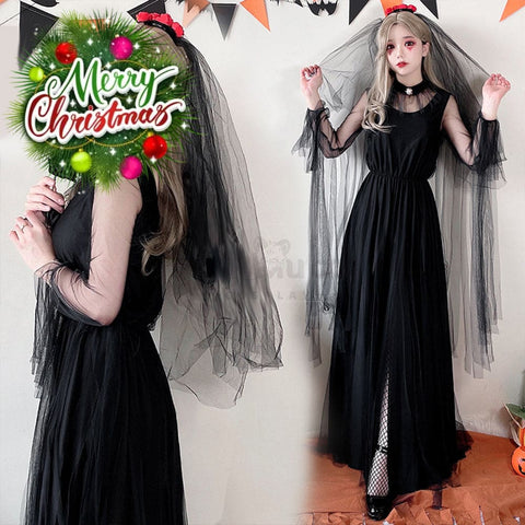 【In Stock】Halloween Cosplay The Ghost Bride Angel And Devil Long Dress Vampire Stage