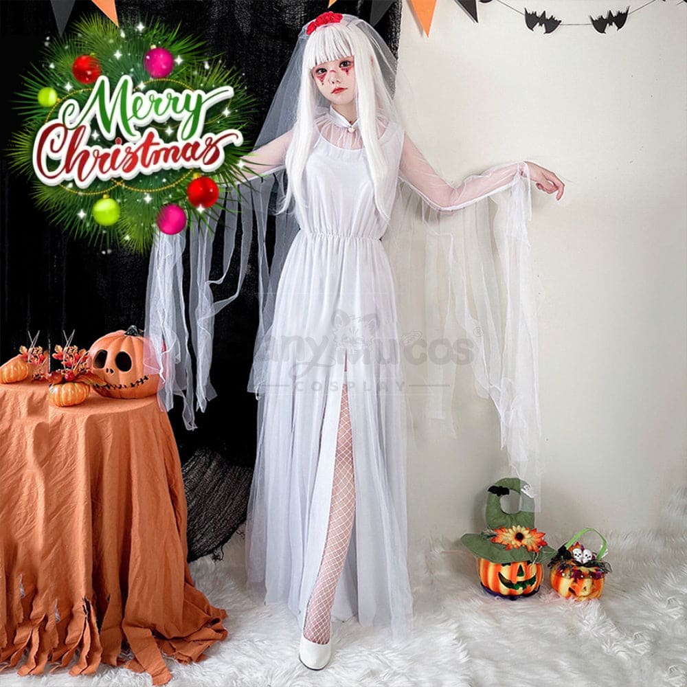 【In Stock】Halloween Cosplay The Ghost Bride Angel And Devil Long Dress Vampire Stage