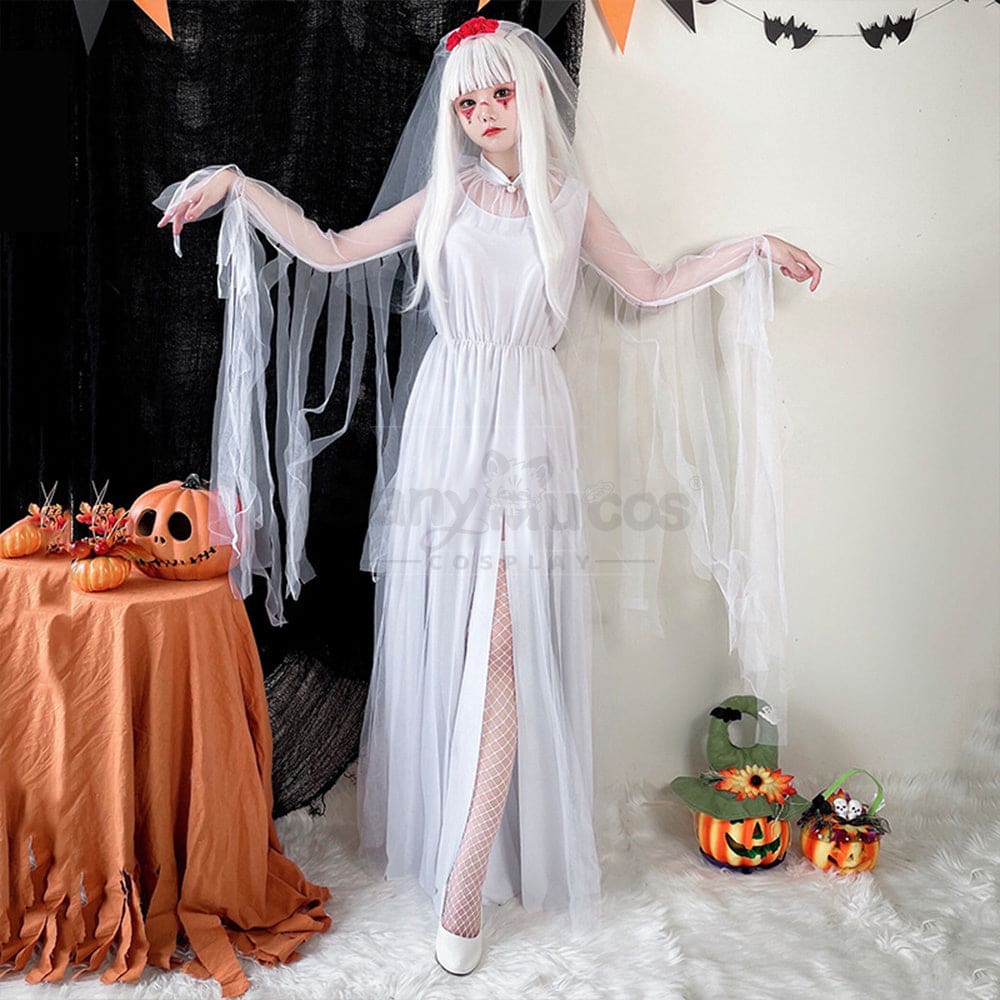 【In Stock】Halloween Cosplay The Ghost Bride Angel And Devil Long Dress Vampire Stage