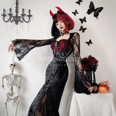 【In Stock】Halloween Cosplay Vampire Witch Black Long Dress The Ghost Bride Stage Performance