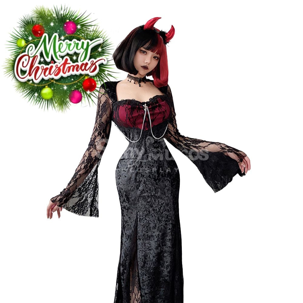 【In Stock】Halloween Cosplay Vampire Witch Black Long Dress The Ghost Bride Stage Performance