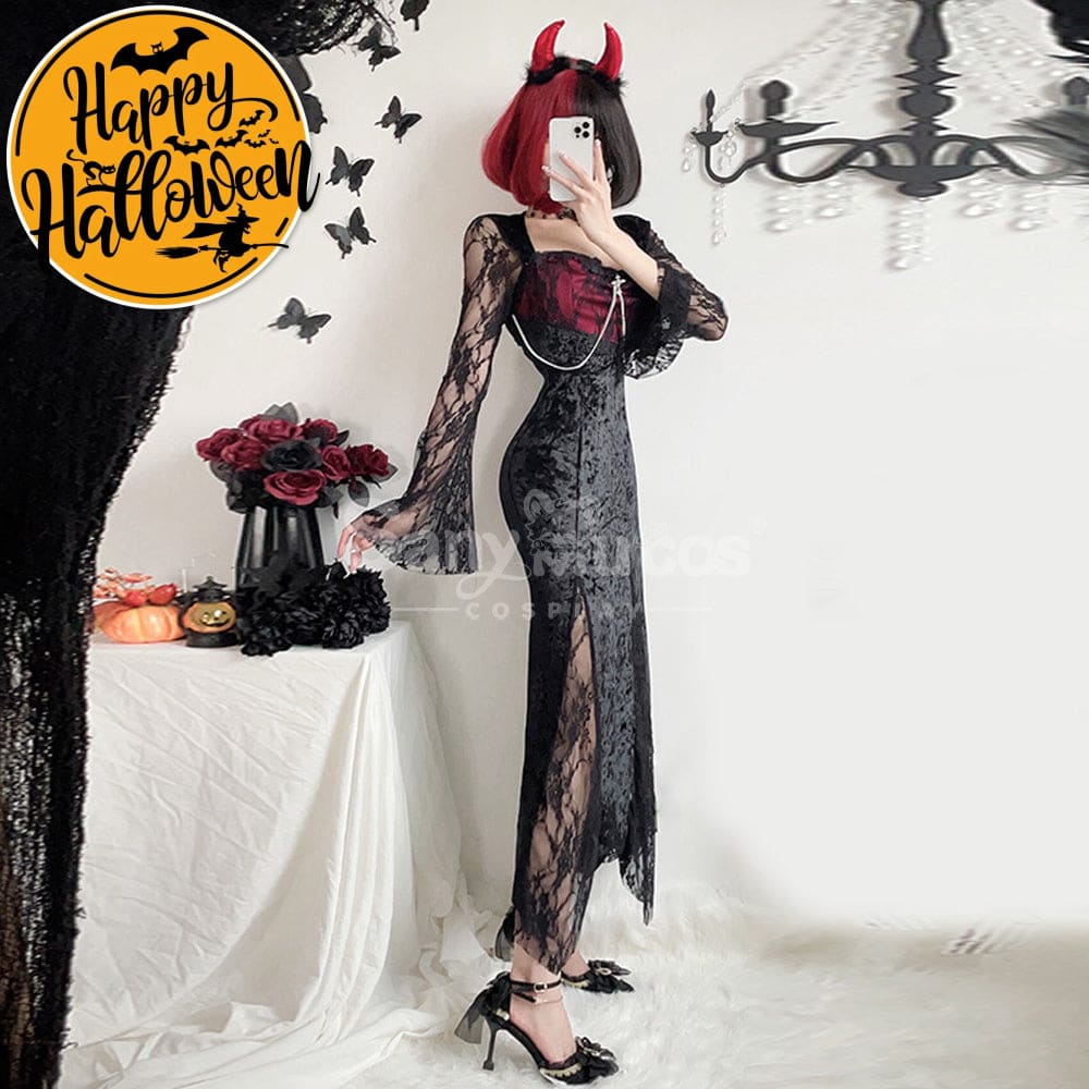 【In Stock】Halloween Cosplay Vampire Witch Black Long Dress The Ghost Bride Stage Performance