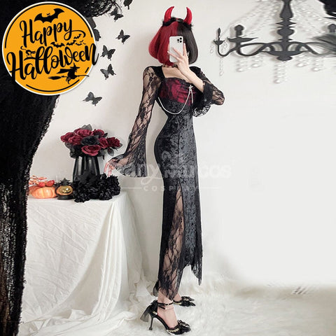 【In Stock】Halloween Cosplay Vampire Witch Black Long Dress The Ghost Bride Stage Performance