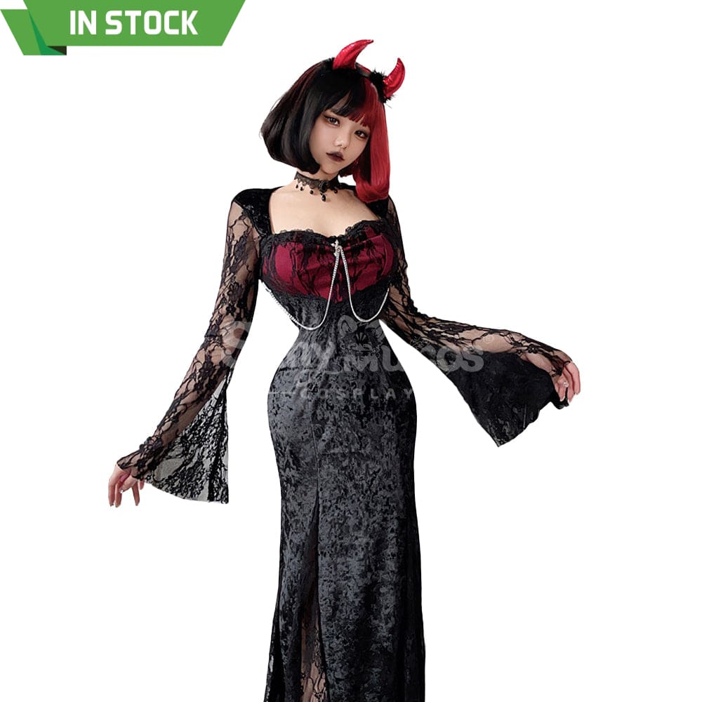 【In Stock】Halloween Cosplay Vampire Witch Black Long Dress The Ghost Bride Stage Performance