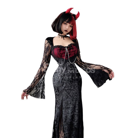 【In Stock】Halloween Cosplay Vampire Witch Black Long Dress The Ghost Bride Stage Performance