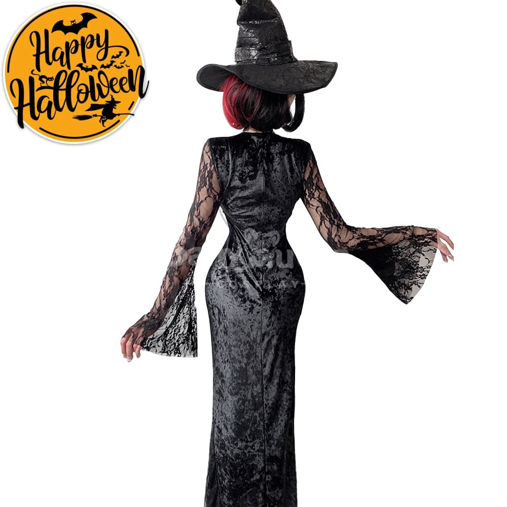 【In Stock】Halloween Cosplay Vampire Witch Black Long Dress The Ghost Bride Stage Performance