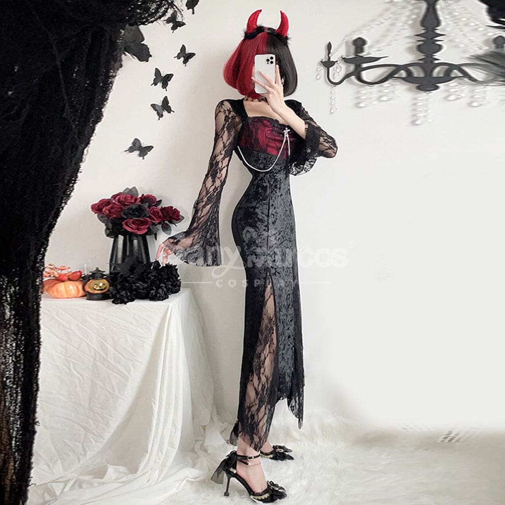 【In Stock】Halloween Cosplay Vampire Witch Black Long Dress The Ghost Bride Stage Performance