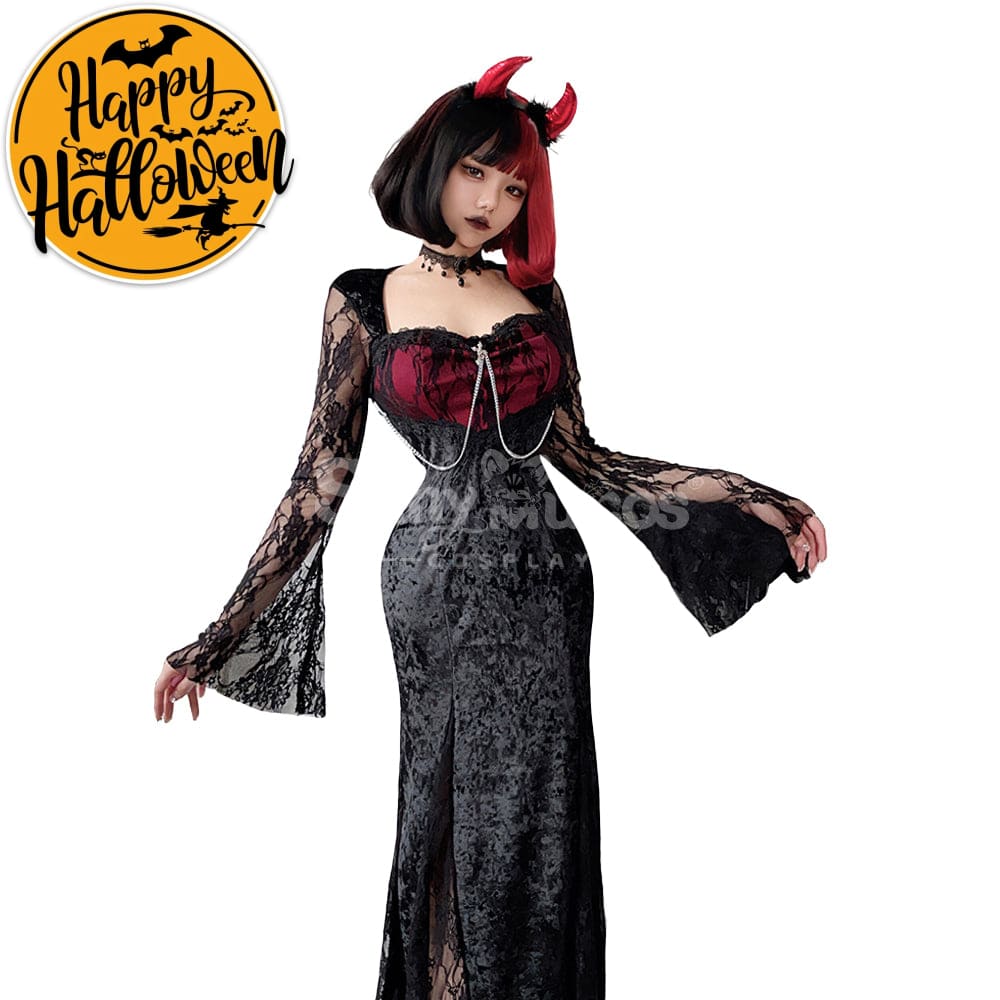 【In Stock】Halloween Cosplay Vampire Witch Black Long Dress The Ghost Bride Stage Performance