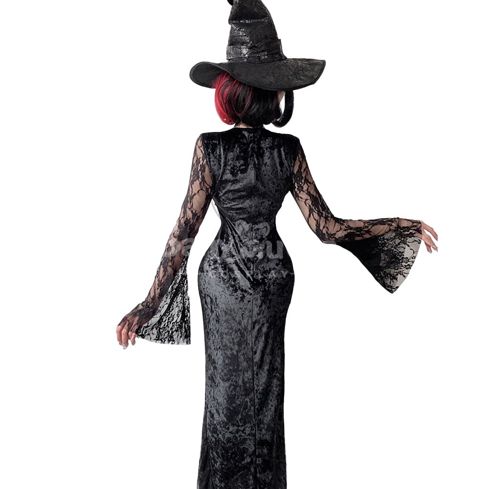 【In Stock】Halloween Cosplay Vampire Witch Black Long Dress The Ghost Bride Stage Performance