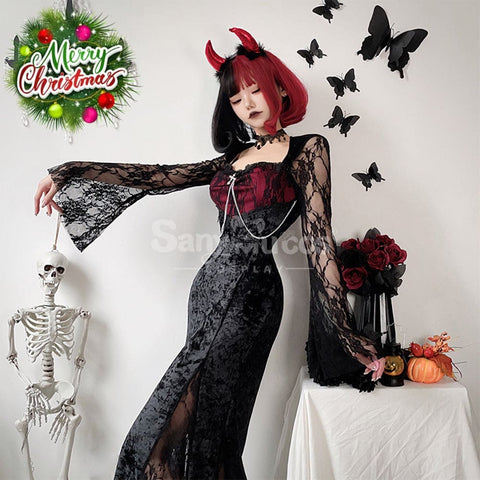 【In Stock】Halloween Cosplay Vampire Witch Black Long Dress The Ghost Bride Stage Performance