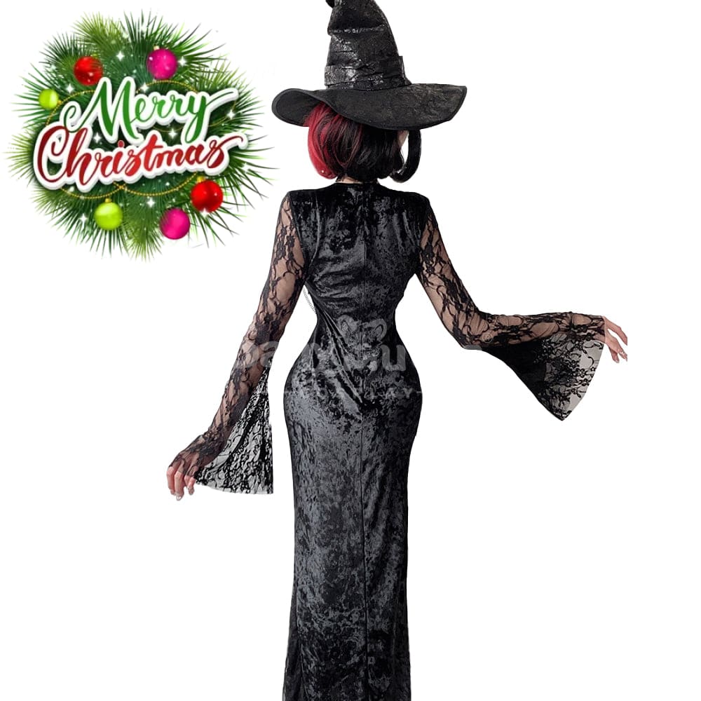 【In Stock】Halloween Cosplay Vampire Witch Black Long Dress The Ghost Bride Stage Performance