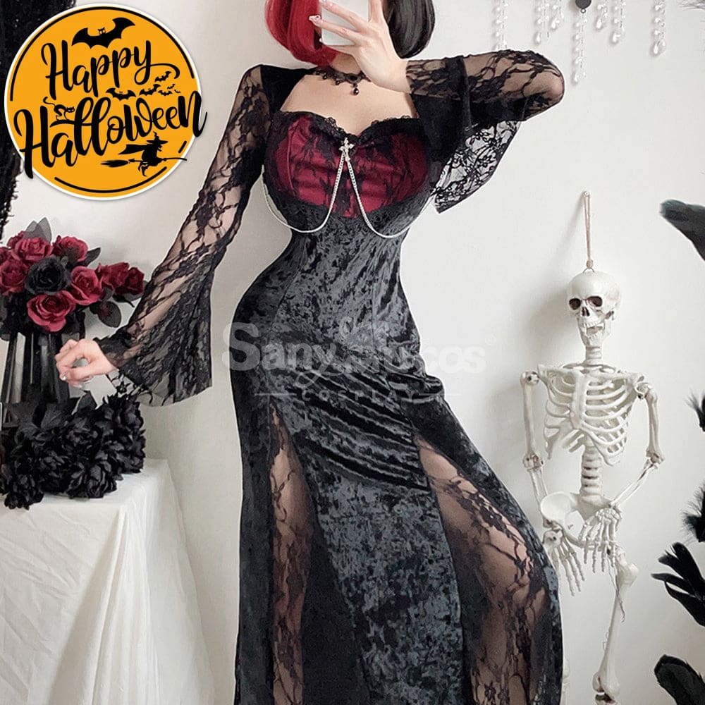 【In Stock】Halloween Cosplay Vampire Witch Black Long Dress The Ghost Bride Stage Performance