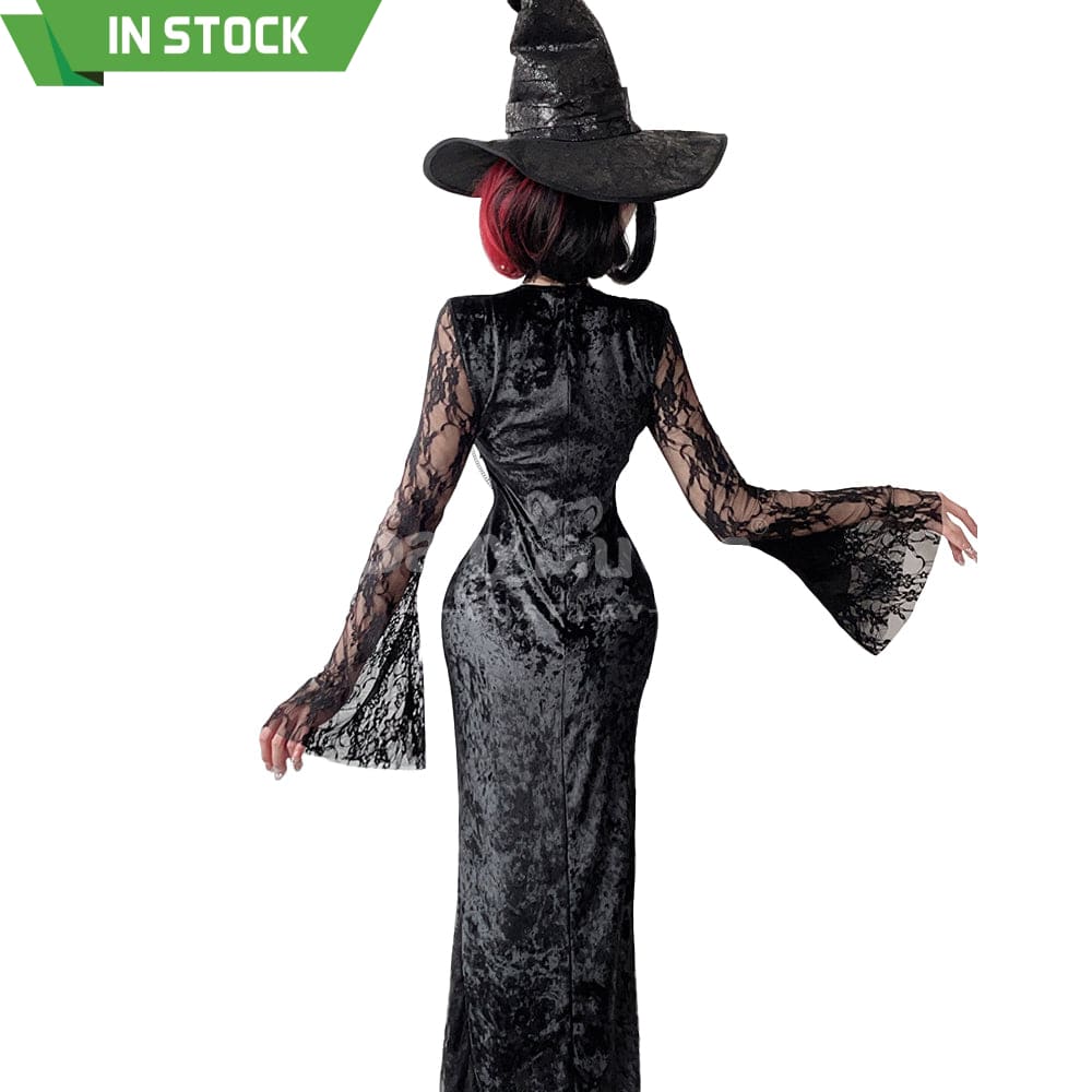 【In Stock】Halloween Cosplay Vampire Witch Black Long Dress The Ghost Bride Stage Performance