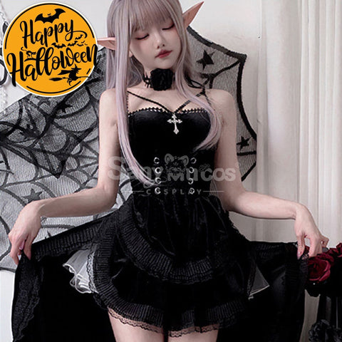 【In Stock】Halloween Cosplay Vampire Witch Gothic Black Dress Stage Performance Costume