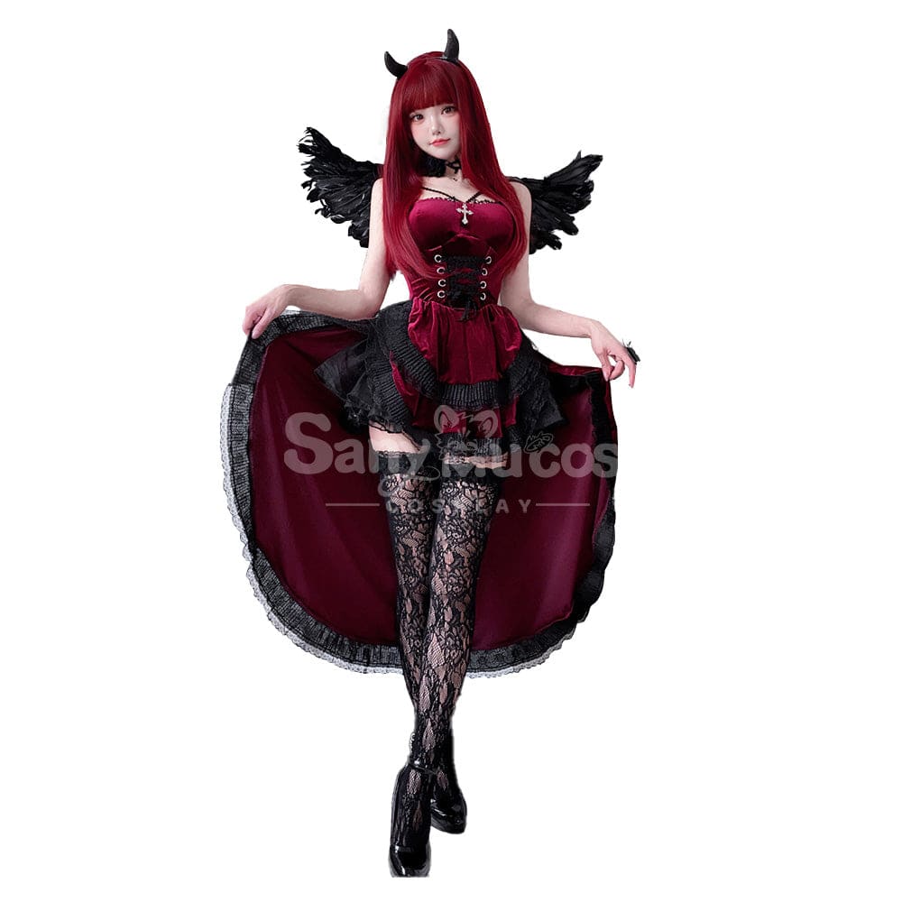 【In Stock】Halloween Cosplay Vampire Witch Gothic Black Dress Stage Performance Costume Costumes