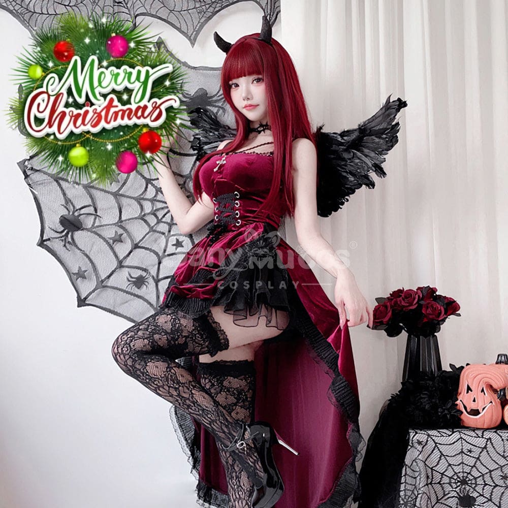 【In Stock】Halloween Cosplay Vampire Witch Gothic Black Dress Stage Performance Costume Costumes