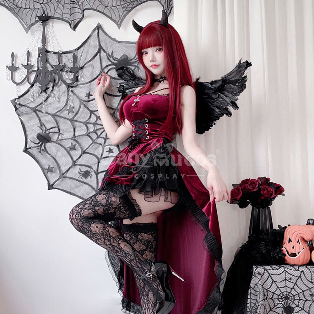 【In Stock】Halloween Cosplay Vampire Witch Gothic Black Dress Stage Performance Costume Costumes