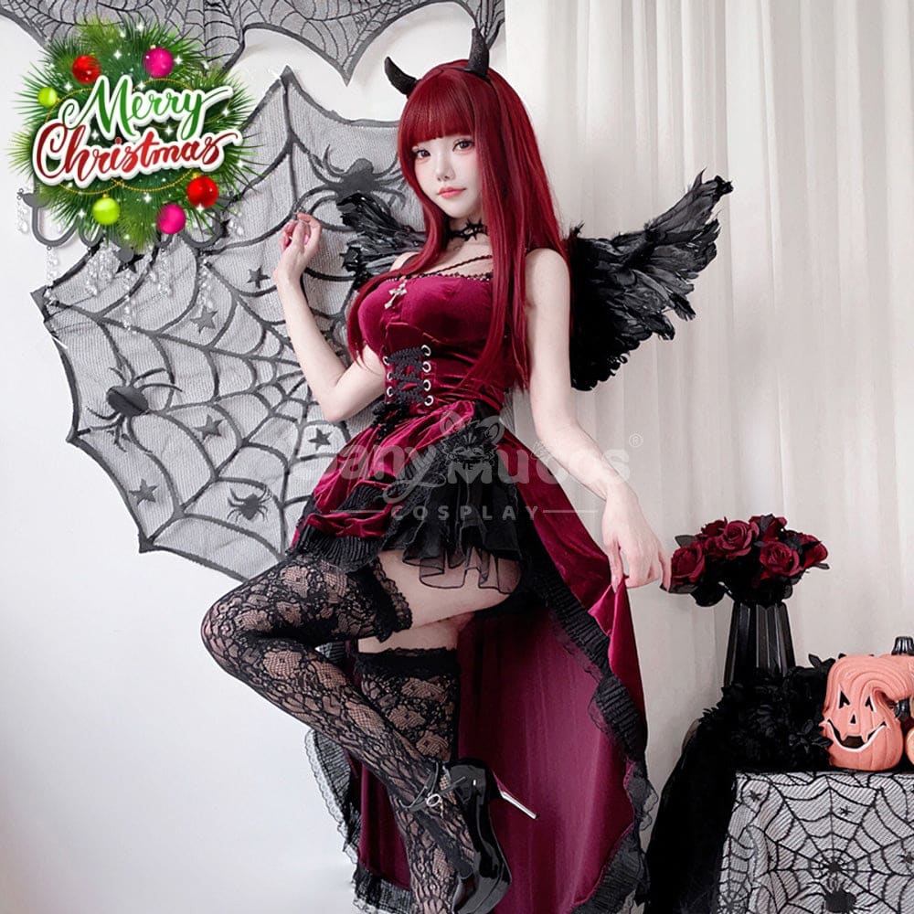 【In Stock】Halloween Cosplay Vampire Witch Gothic Black Dress Stage Performance Costume Costumes