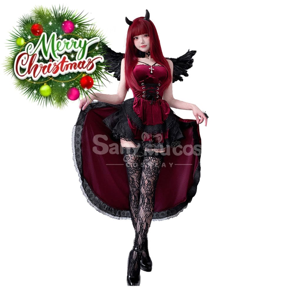 【In Stock】Halloween Cosplay Vampire Witch Gothic Black Dress Stage Performance Costume Costumes