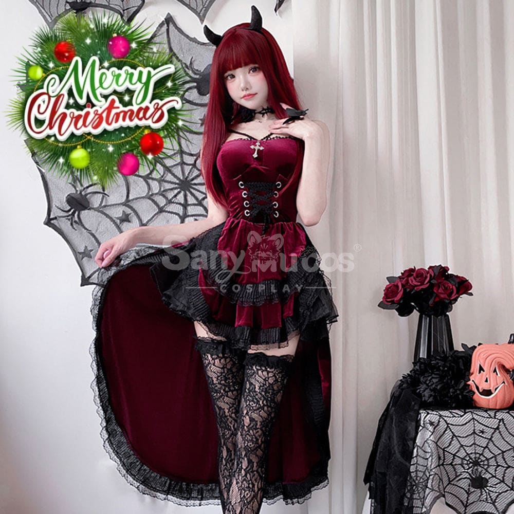 【In Stock】Halloween Cosplay Vampire Witch Gothic Black Dress Stage Performance Costume