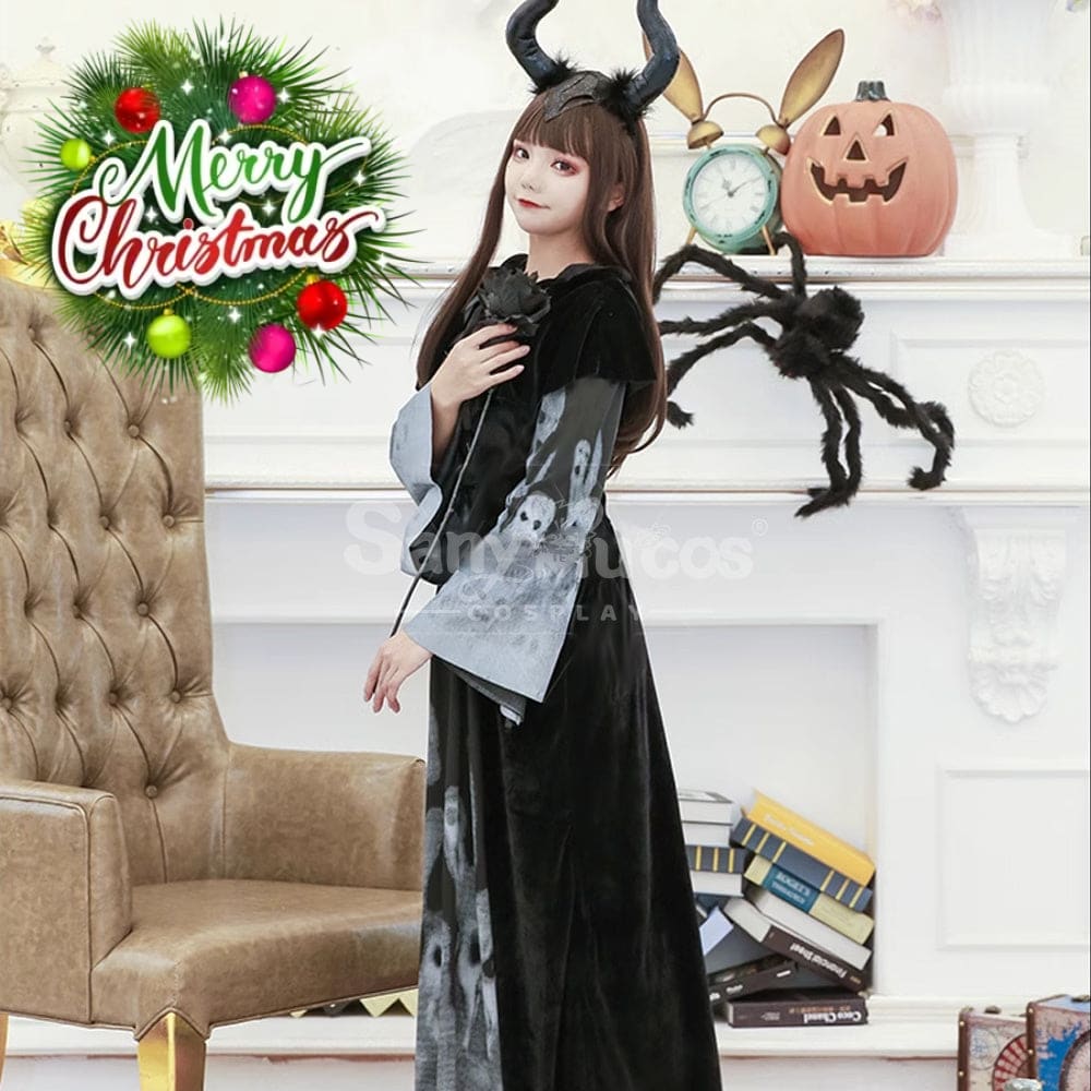 【In Stock】Halloween Cosplay Witch Black Long Dress Stage Performance Costume Costumes