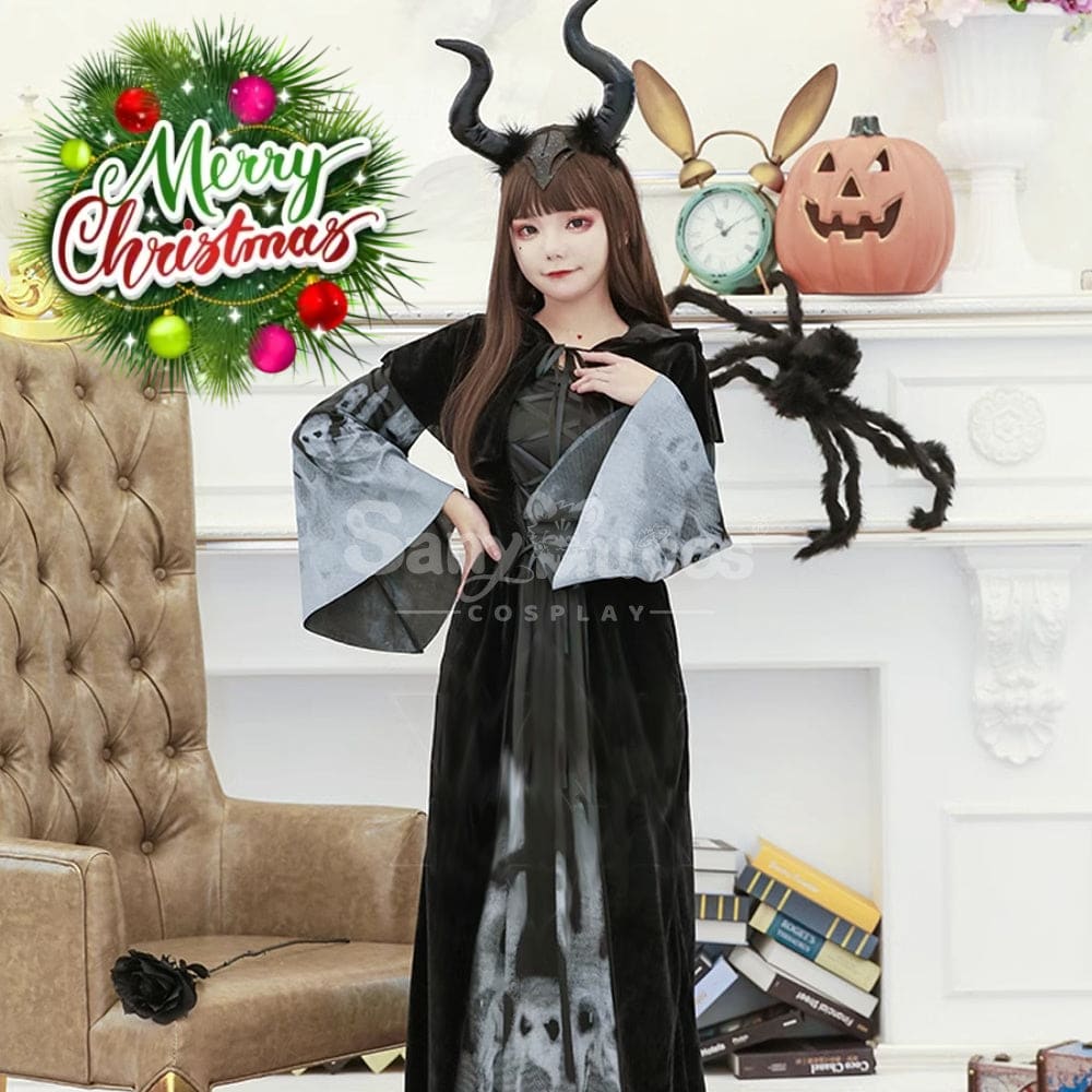 【In Stock】Halloween Cosplay Witch Black Long Dress Stage Performance Costume Costumes