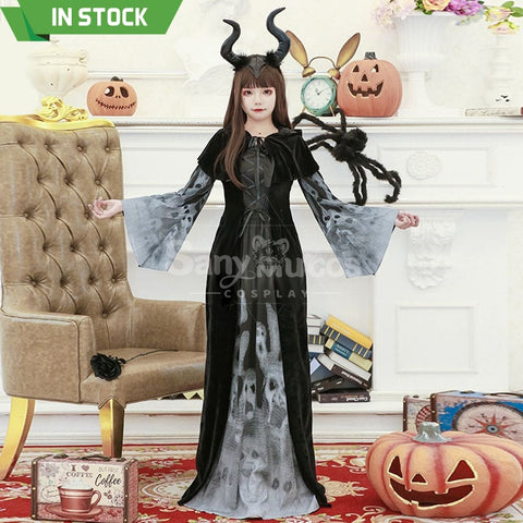 【In Stock】Halloween Cosplay Witch Black Long Dress Stage Performance Costume Costumes