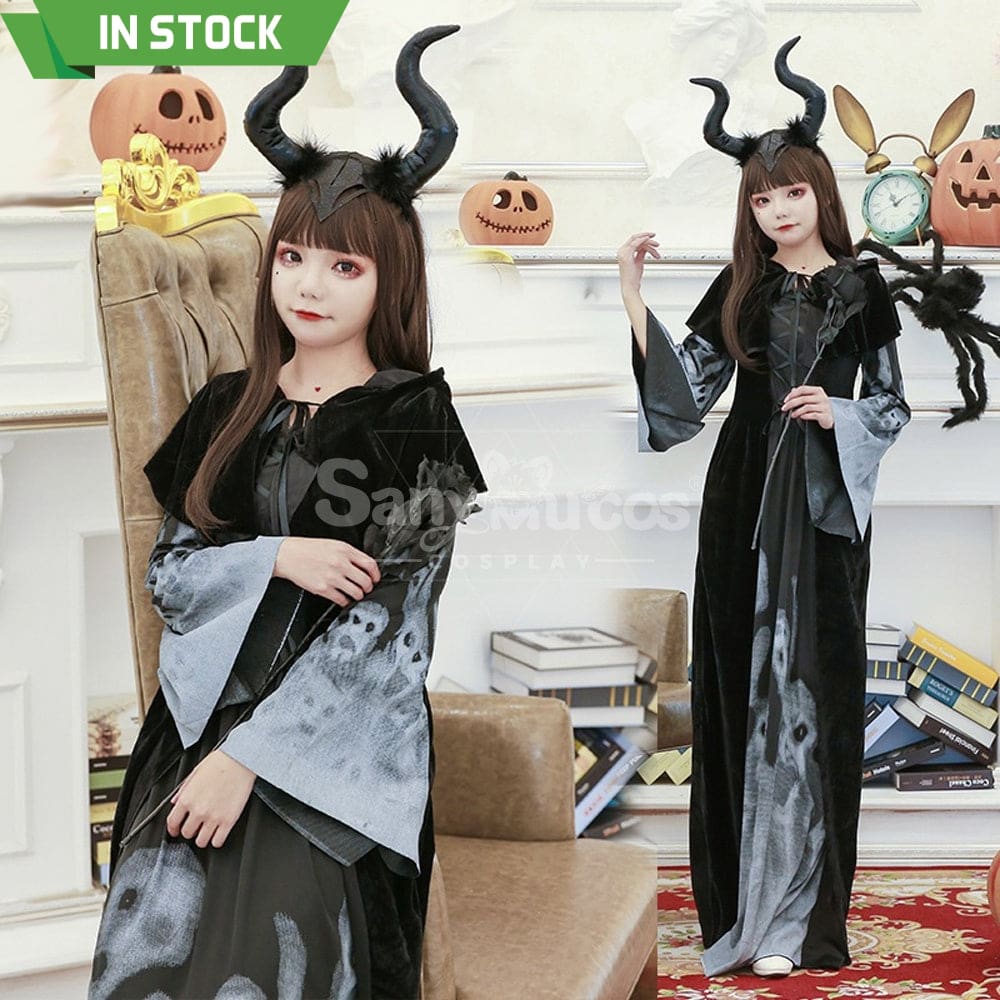 【In Stock】Halloween Cosplay Witch Black Long Dress Stage Performance Costume Costumes