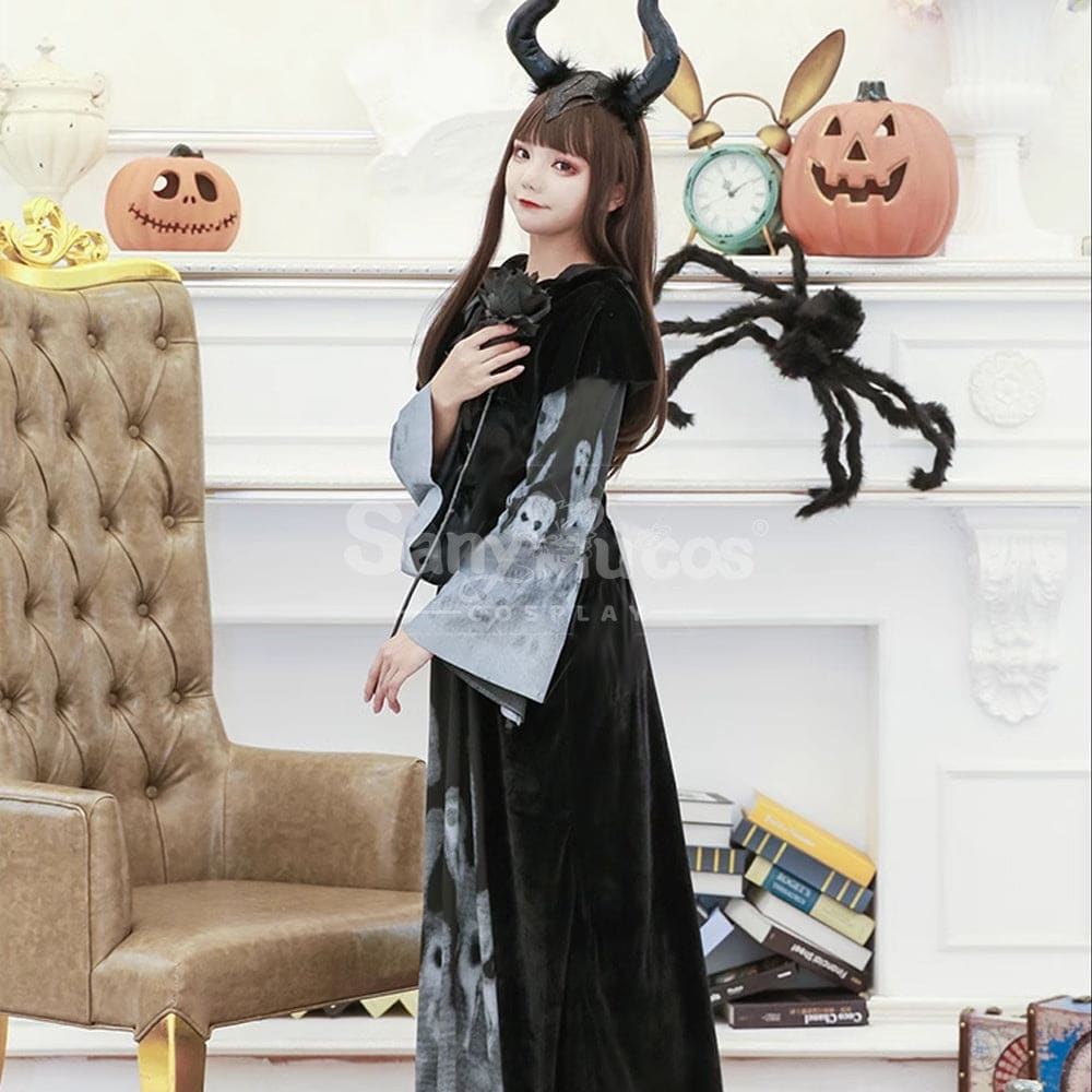 【In Stock】Halloween Cosplay Witch Black Long Dress Stage Performance Costume Costumes