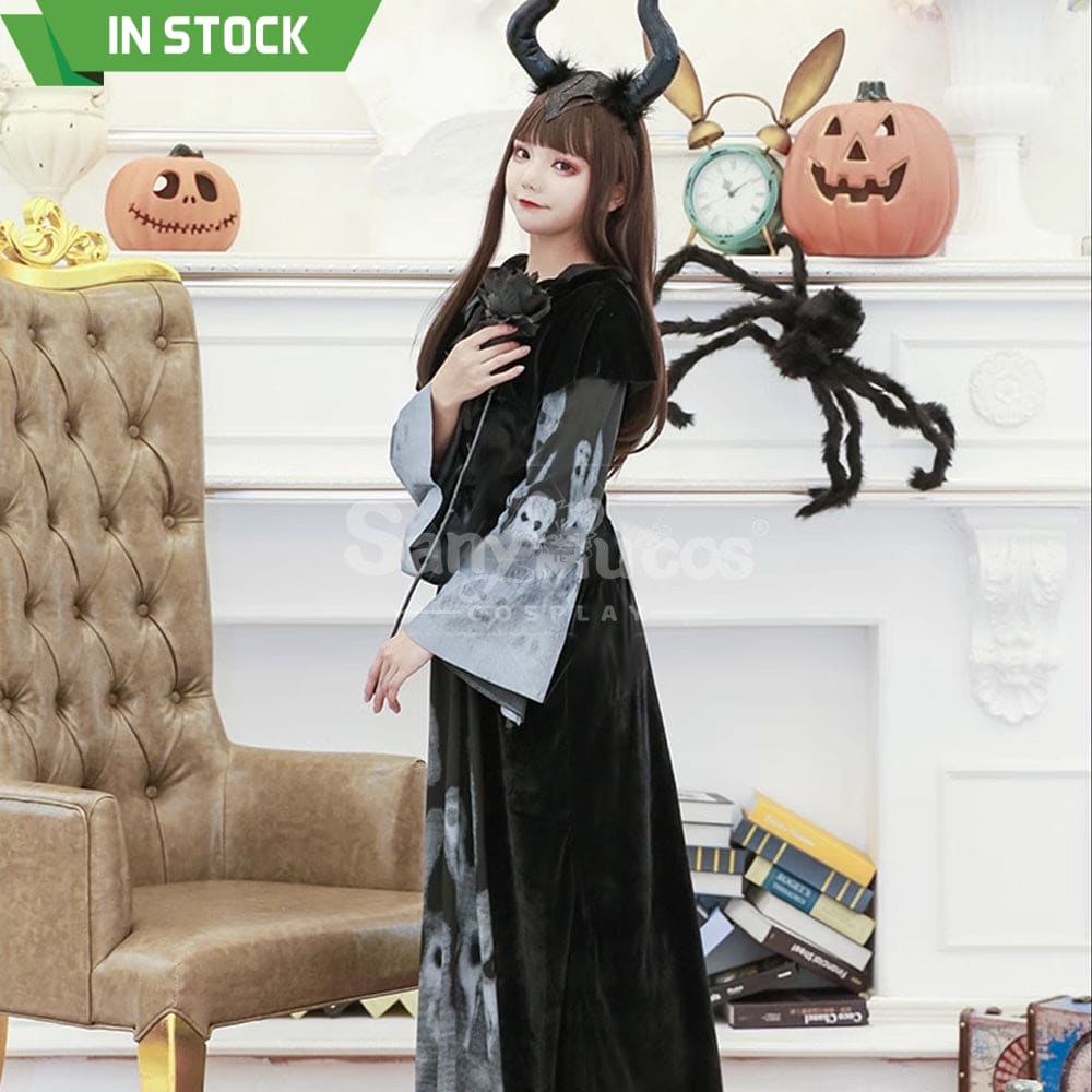 【In Stock】Halloween Cosplay Witch Black Long Dress Stage Performance Costume Costumes