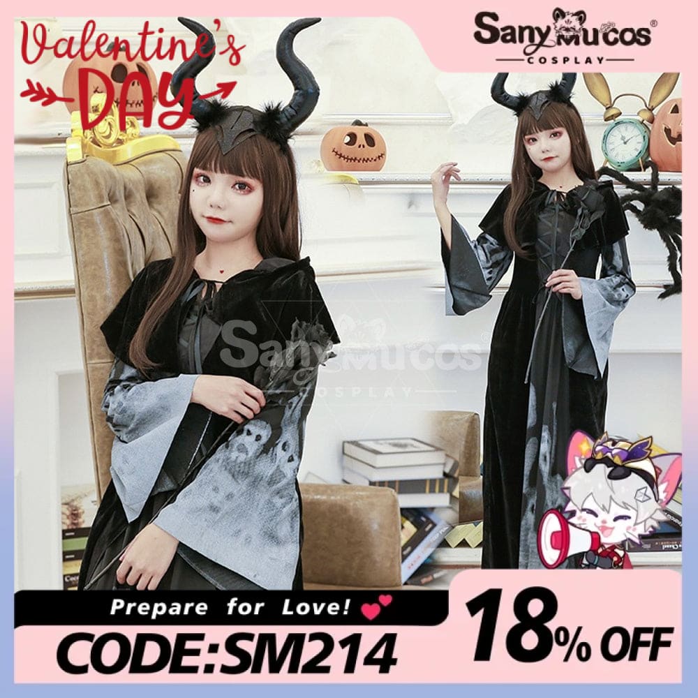 【In Stock】Halloween Cosplay Witch Black Long Dress Stage Performance Costume Costumes