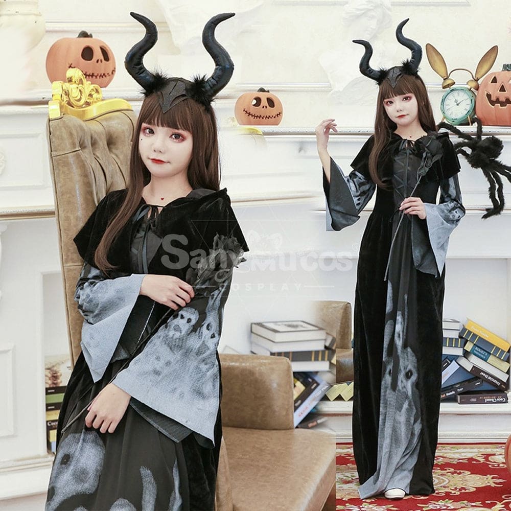 【In Stock】Halloween Cosplay Witch Black Long Dress Stage Performance Costume Costumes