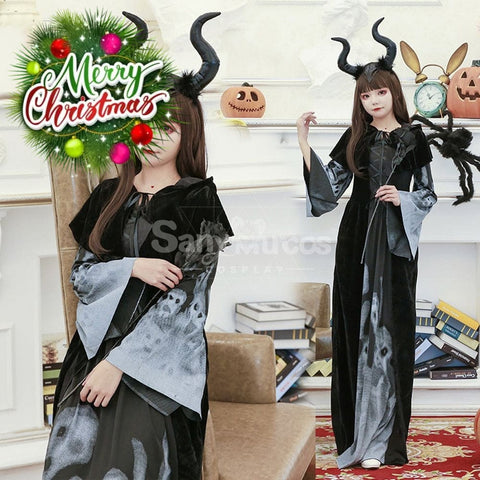 【In Stock】Halloween Cosplay Witch Black Long Dress Stage Performance Costume Costumes