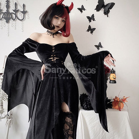 【In Stock】Halloween Cosplay Witch Gothic Black Dress Stage Performance Costume Costumes