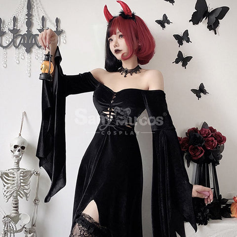 【In Stock】Halloween Cosplay Witch Gothic Black Dress Stage Performance Costume Costumes