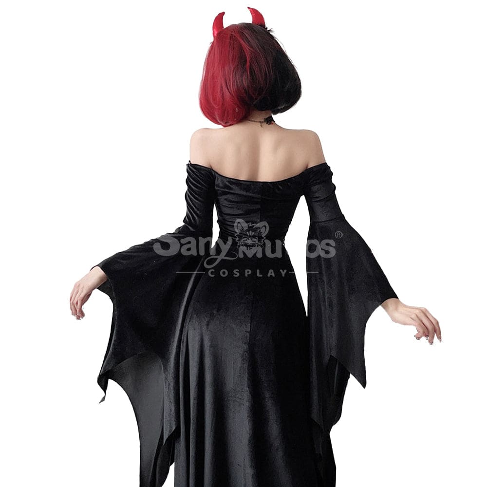 【In Stock】Halloween Cosplay Witch Gothic Black Dress Stage Performance Costume Costumes