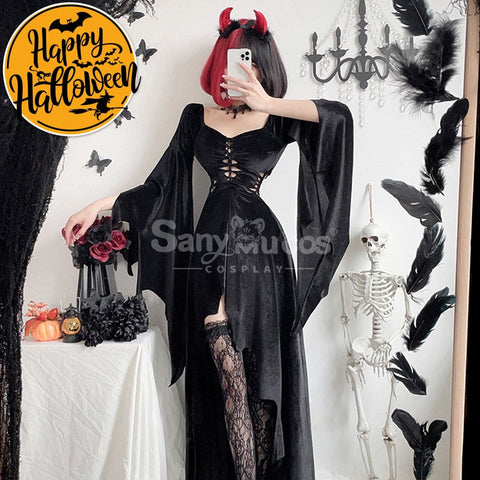 【In Stock】Halloween Cosplay Witch Gothic Black Dress Stage Performance Costume Costumes