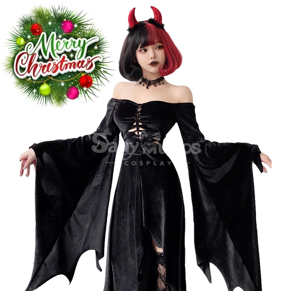 【In Stock】Halloween Cosplay Witch Gothic Black Dress Stage Performance Costume Costumes