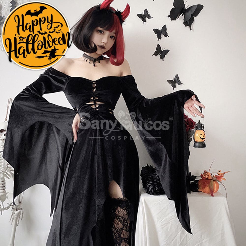【In Stock】Halloween Cosplay Witch Gothic Black Dress Stage Performance Costume Costumes