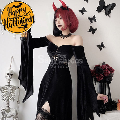【In Stock】Halloween Cosplay Witch Gothic Black Dress Stage Performance Costume Costumes