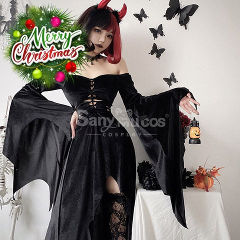 【In Stock】Halloween Cosplay Witch Gothic Black Dress Stage Performance Costume Costumes