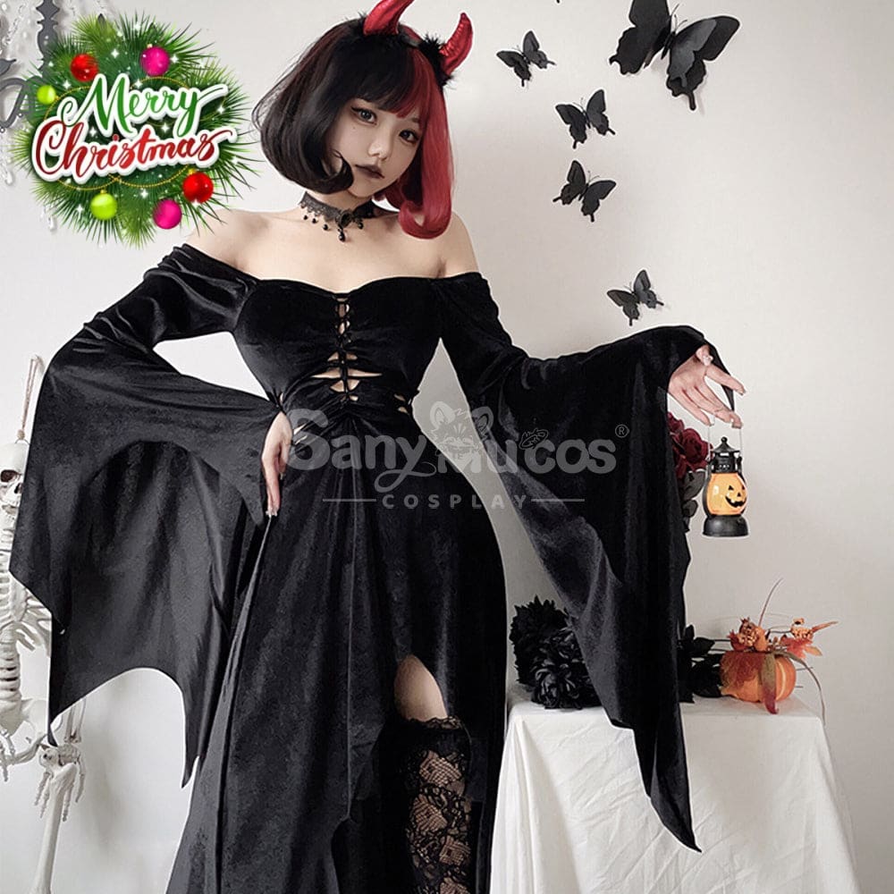 【In Stock】Halloween Cosplay Witch Gothic Black Dress Stage Performance Costume Costumes