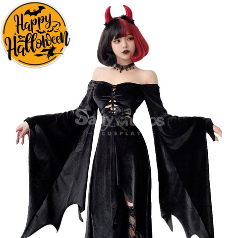 【In Stock】Halloween Cosplay Witch Gothic Black Dress Stage Performance Costume Costumes