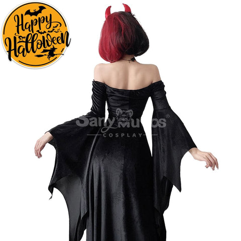【In Stock】Halloween Cosplay Witch Gothic Black Dress Stage Performance Costume Costumes