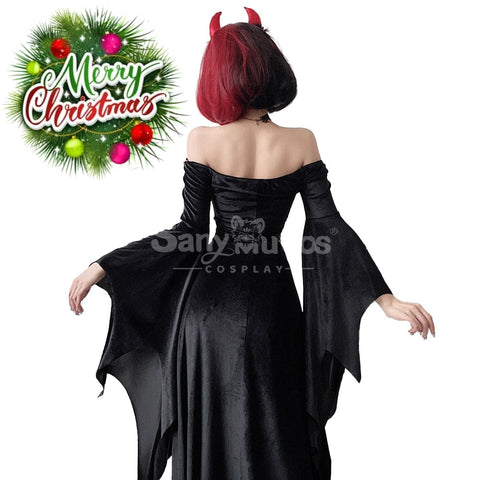 【In Stock】Halloween Cosplay Witch Gothic Black Dress Stage Performance Costume Costumes