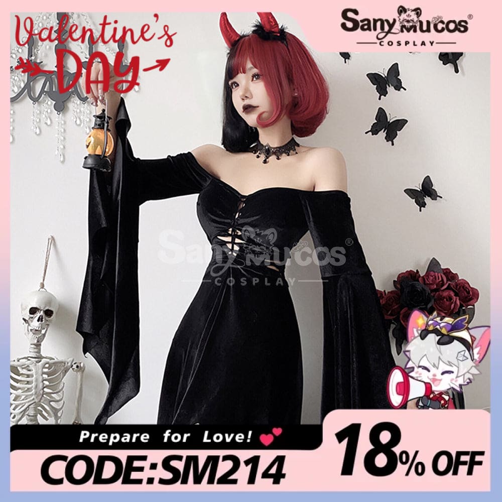 【In Stock】Halloween Cosplay Witch Gothic Black Dress Stage Performance Costume Costumes