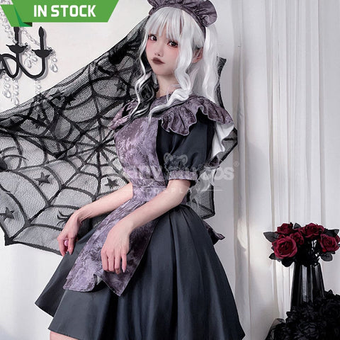 【In Stock】Halloween Cosplay Witch Vampire Pumpkin Maid Costume Black Dress Stage Performance