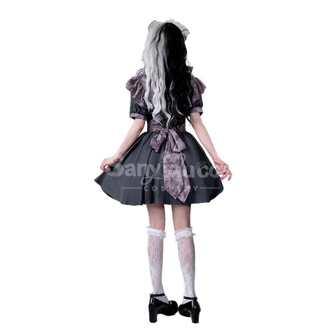 【In Stock】Halloween Cosplay Witch Vampire Pumpkin Maid Costume Black Dress Stage Performance